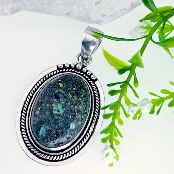 ⚡️LOT⚡️ Solid 925 Pendants Chrysocolla Wild Horse Agate Gemstone Necklace Chain - Picture 2 of 11